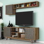 Hanah Home Mueble de TV Nogal y Azul con Estantería